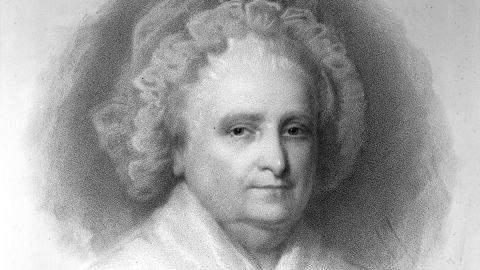 Martha Washington was the first "first lady" -- although she wasn't called that at the time. Born Martha Dandridge on a Virginia plantation in 1731,<a href="https://www.whitehouse.gov/about-the-white-house/first-ladies/martha-dandridge-custis-washington/" target="_blank" target="_blank"> she was a wealthy widow and mother</a> when she married George Washington in 1759. <br /><br />When he became the country's first president 30 years later, Martha took on the role of presidential hostess. Often referred to as Lady Washington, she set a precedent for the unofficial position with her hospitality skills. She and her husband also <a href="https://www.whitehousehistory.org/the-enslaved-household-of-president-george-washington" target="_blank" target="_blank">set a precedent for relying on enslaved labor in the presidential home</a>; <a href="https://time.com/4428368/white-house-slaves-history/" target="_blank" target="_blank">many of the next 15 presidential households</a> through emancipation in 1863 did the same.<br /><br /><strong>Served: </strong>1789 - 1797