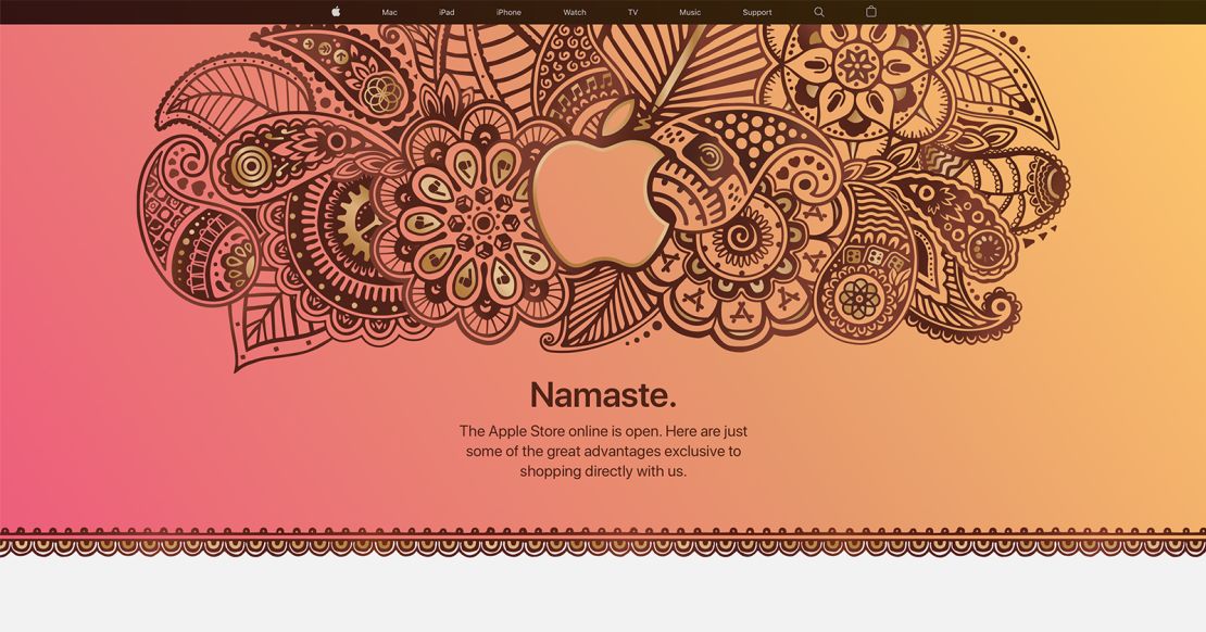 A screenshot of Apple's new online store in India. The site launched Wednesday, marking a milestone for the company in its expansion plans.