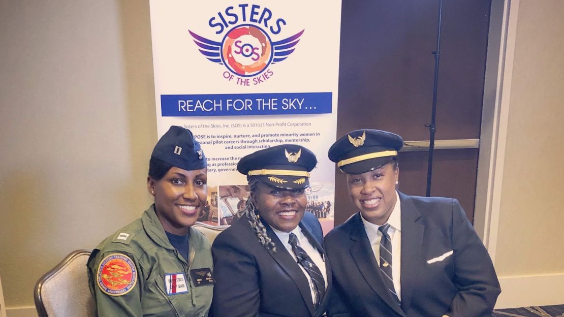 Hughes, left, founded Sisters of the Skies to create a community of Black female pilots.
