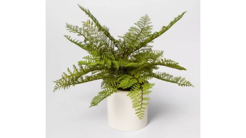 Threshold Artificial Fern Arrangement in White Ceramic Pot