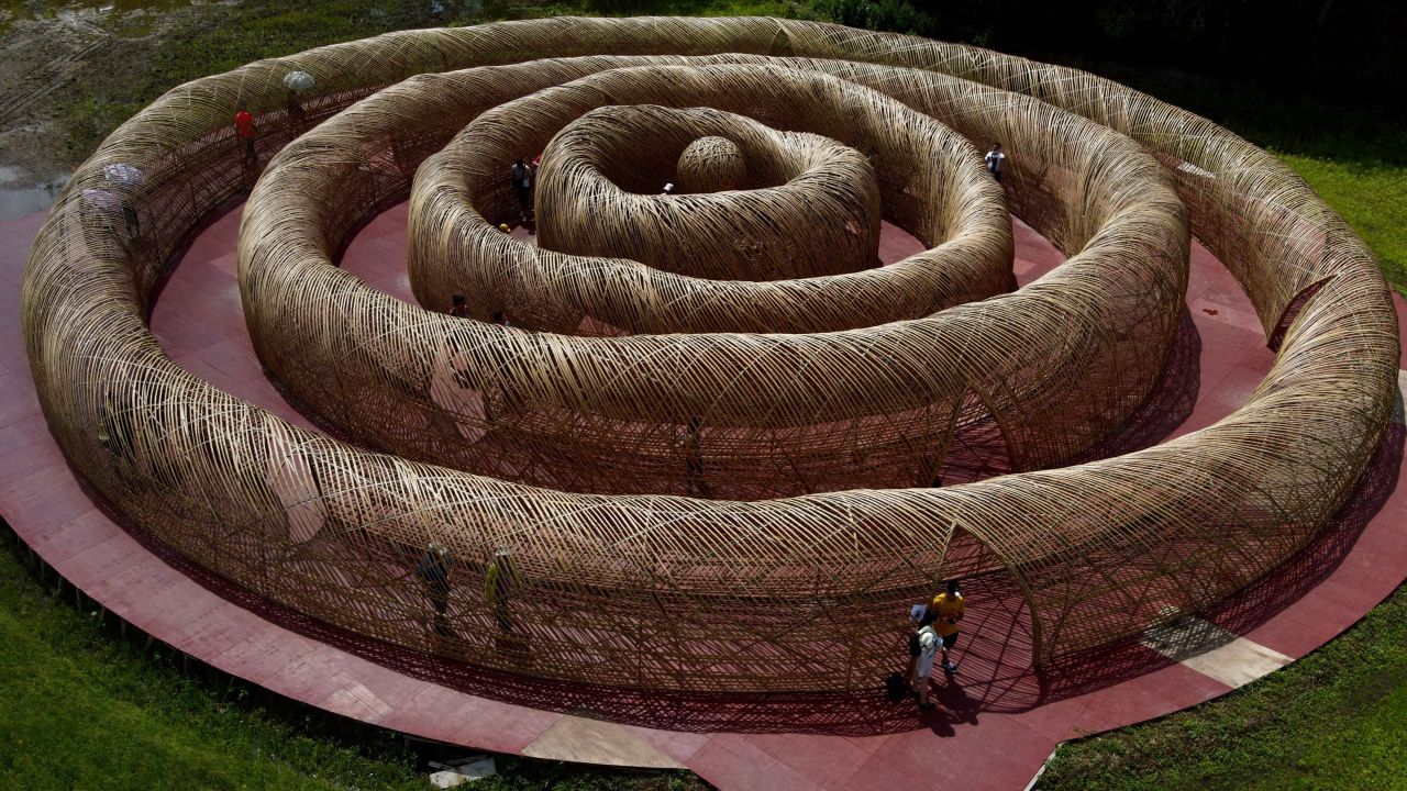 <strong>Taoyuan, Taiwan:</strong> Artist Lee Kuei-Chih's bamboo-made art installation "The Ripple Maze at Gaoshuang" is displayed at the Art Land Festivals. The event's 2020 dates are September 18 to October 4. <br />
