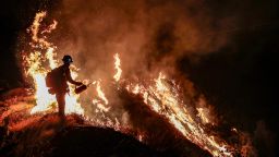 Angeles National Forest, CA, Tuesday, September 22, 2020 - Firefighters continue to battle the Bobcat Fire North of Mt. Wilson along Angeles Crest Highway.   (Robert Gauthier/ Los Angeles Times via Getty Images)