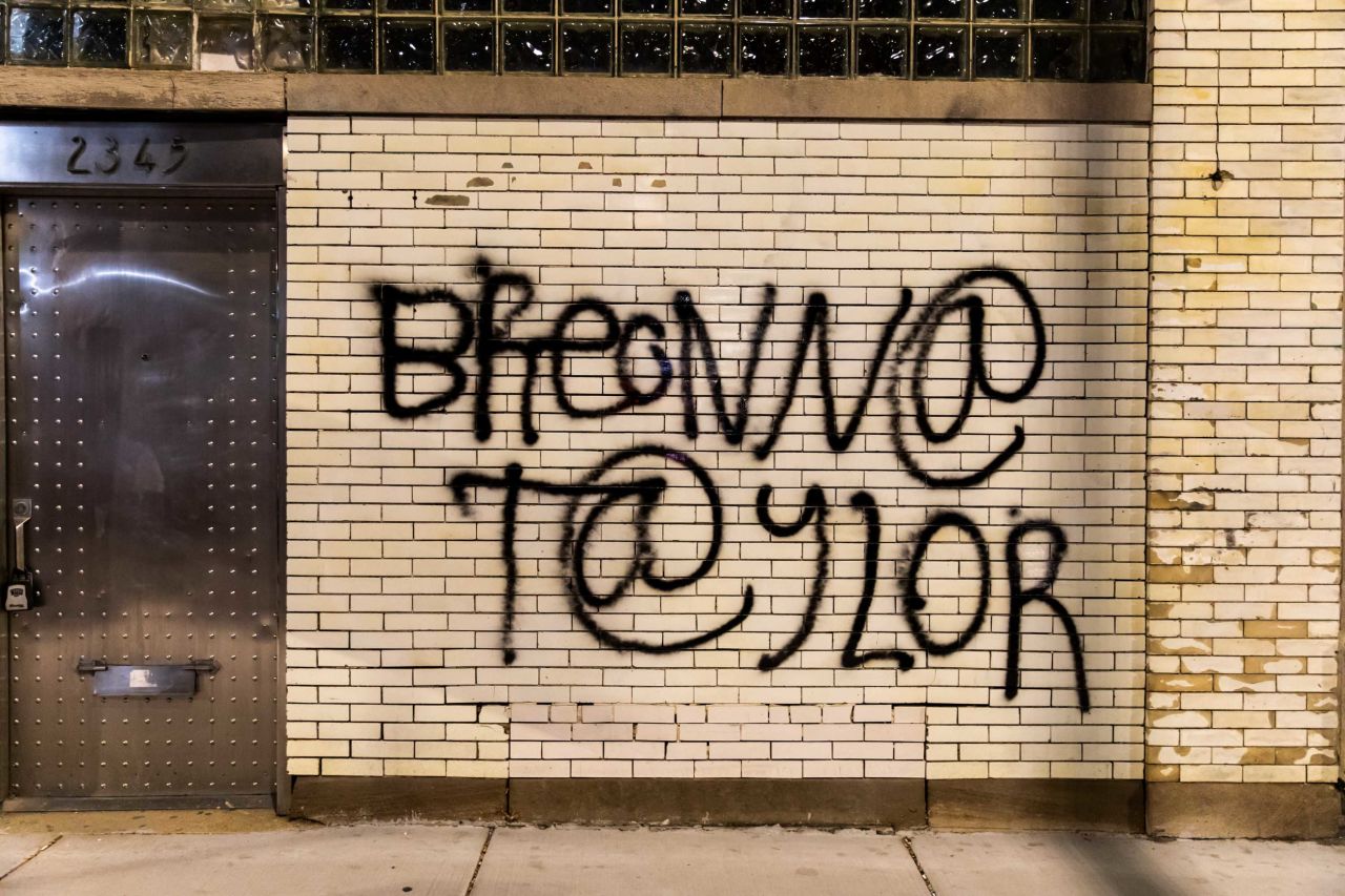 Graffiti in honor of Taylor is seen in Chicago.