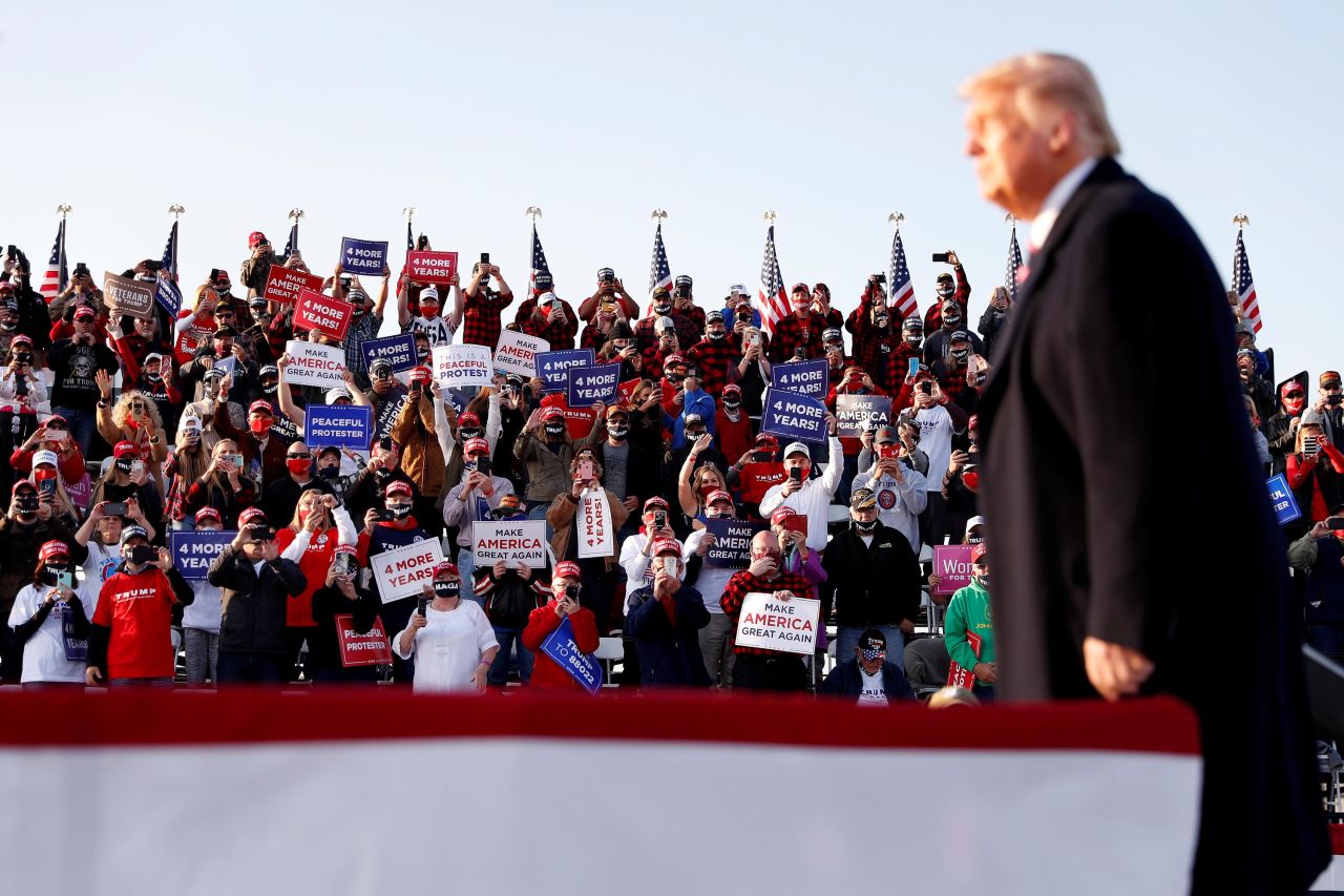 President Donald Trump attends a campaign rally in Bemidji, Minnesota, on September 18.