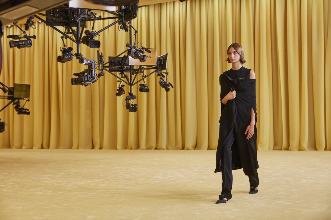 A model walks in Prada's Spring-Summer 2021 digital show.
