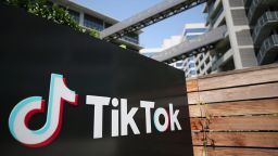The TikTok logo is displayed outside a TikTok office on August 27, 2020 in Culver City, California. The Chinese-owned company is reportedly set to announce the sale of U.S. operations of its popular social media app in the coming weeks following threats of a shutdown by the Trump administration. (Photo by Mario Tama/Getty Images)
