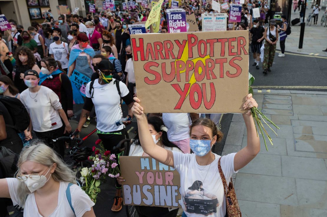 Transgender people and their supporters march through central London during the second Trans Pride protest march for equality on September 12.