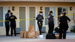 SAN CLEMENTE, CA - SEPTEMBER 23: Investigators bag evidence from the scene  in front of Hotel Miramar in San Clemente where a Black male was shot and killed by police on Wednesday, September 23, 2020. Sgt. Dennis Breckner said a struggle took place and the man reached for a deputy"u2019s gun before he was shot twice. An internal investigation will take place. (Photo by Mindy Schauer/MediaNews Group/Orange County Register via Getty Images)