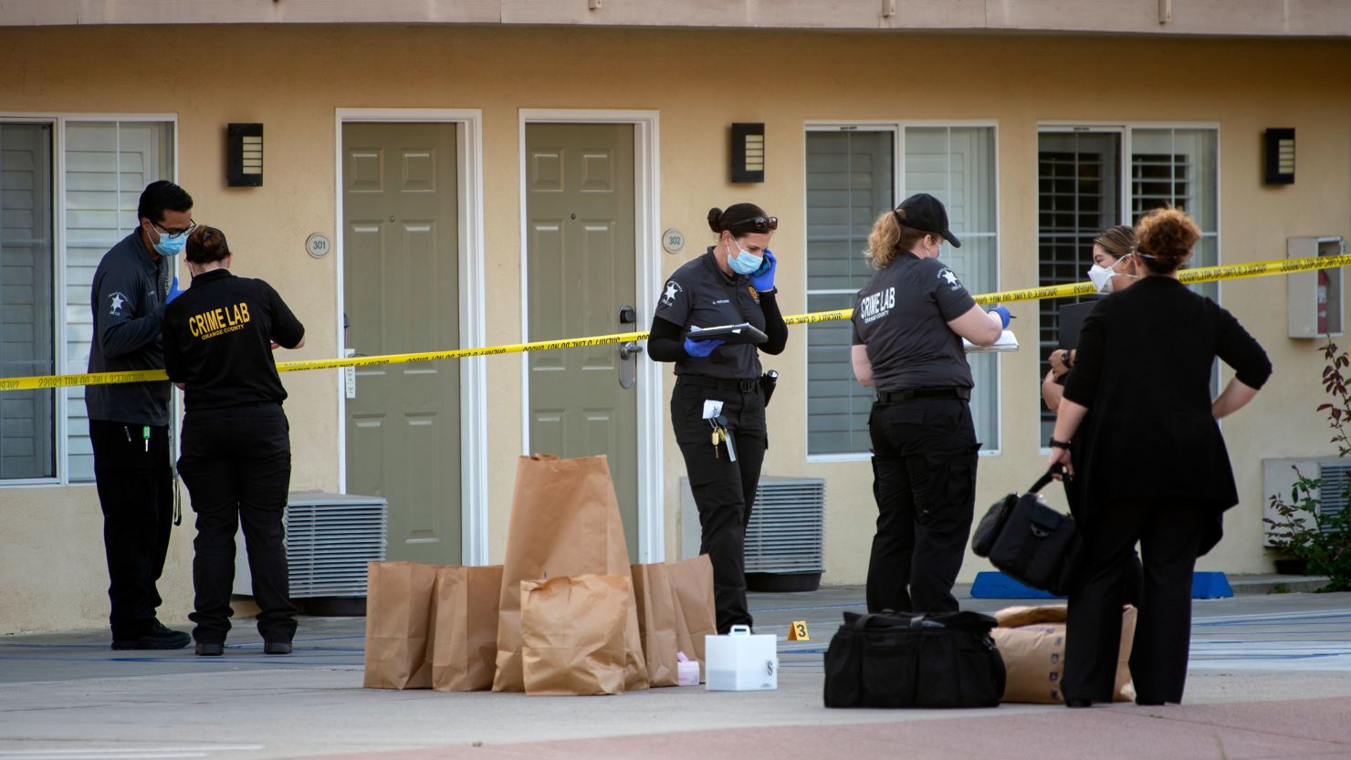 Investigators on scene Wednesday in San Clemente, California, after a sheriff's deputy fatally shot a Black homeless man.