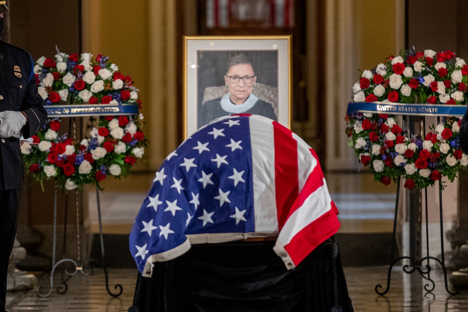 Ginsburg lies in state at the US Capitol on Friday.