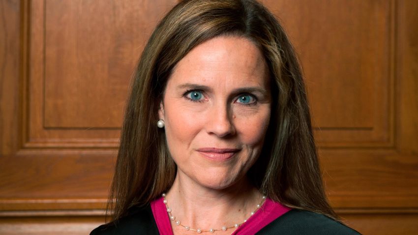 This image provided by Rachel Malehorn shows Judge Amy Coney Barrett in Milwaukee, on August 24, 2018.