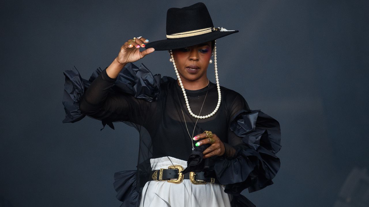 Lauryn Hill performs on the Pyramid Stage at the Glastonbury Festival in England in 2019.
