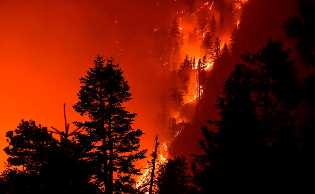 The Bobcat Fire burns near Cedar Springs, California, on September 21, 2020.