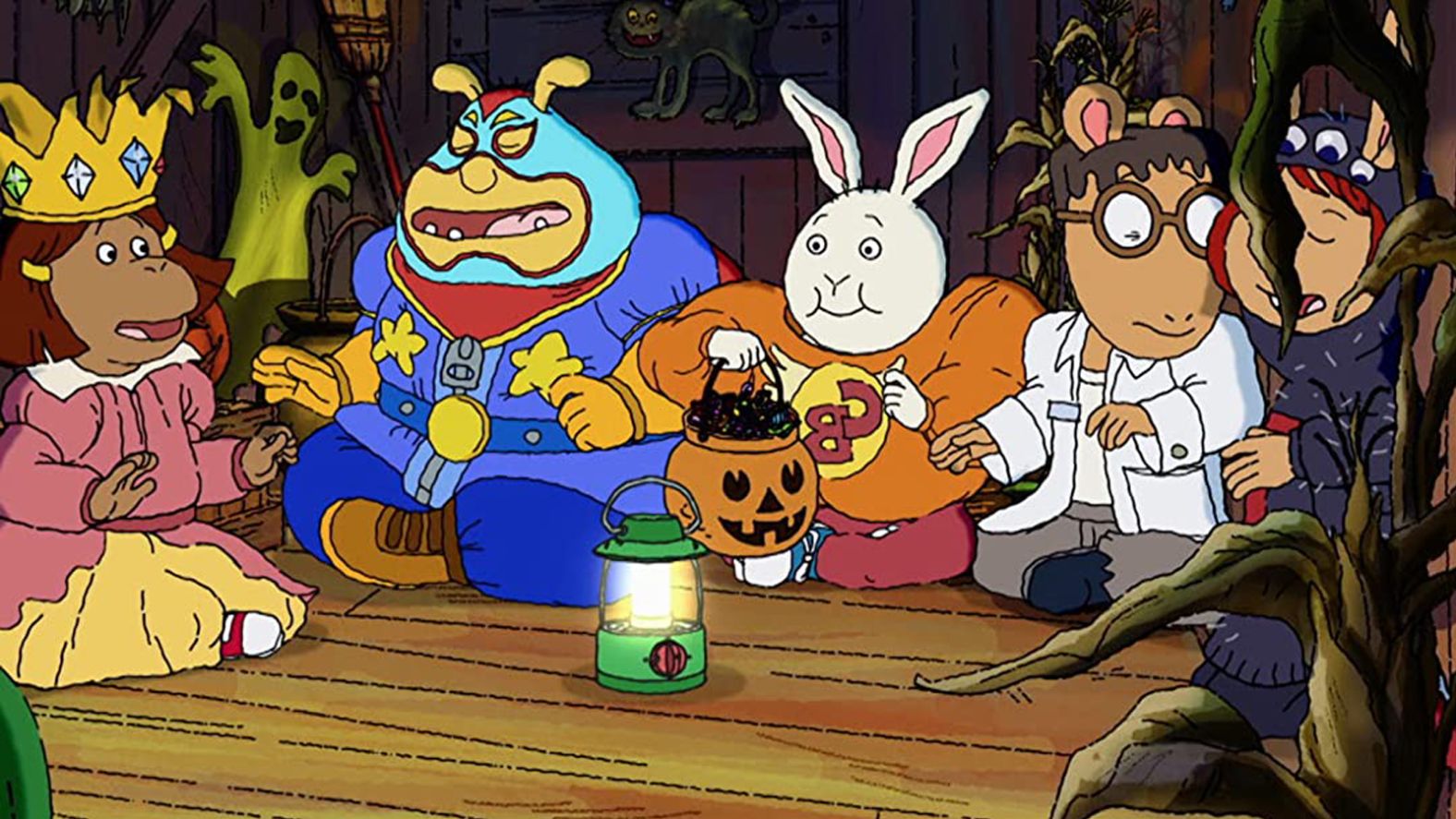 <strong>"Arthur and the Haunted Tree House"</strong>: <br />While trick-or-treating, Francine meets an old woman with a very mysterious past, while Binky finds himself at Mr. Ratburn's amazing haunted house. Muffy and Bailey cut through a dark, rainy cemetery while Arthur, Buster, and Ladonna's tree house sleepover seems to be haunted. <strong>(Amazon Prime)</strong>