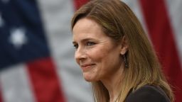 Judge Amy Coney Barrett is nominated to the US Supreme Court by President Donald Trump in the Rose Garden of the White House in Washington, DC on September 26, 2020. - Barrett, if confirmed by the US Senate, will replace Justice Ruth Bader Ginsburg, who died on September 18. (Photo by Olivier DOULIERY / AFP) (Photo by OLIVIER DOULIERY/AFP via Getty Images)