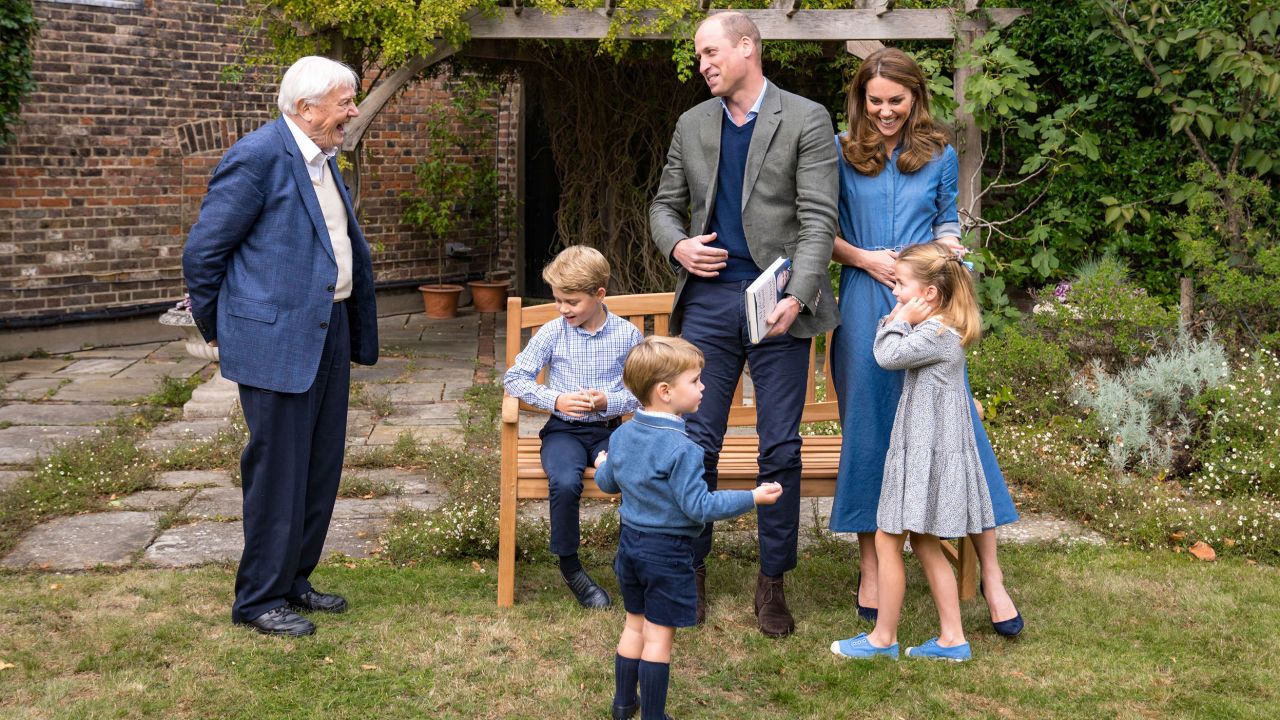 The royal family meets with naturalist David Attenborough.