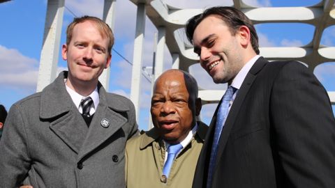 The "March" team visits Edmund Pettus bridge in Selma, Alabama in 2013. (Photo courtesy Sandi Villareal)