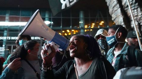 Black Lives Matter protesters in Brooklyn demand justice for Breonna Taylor on Saturday.