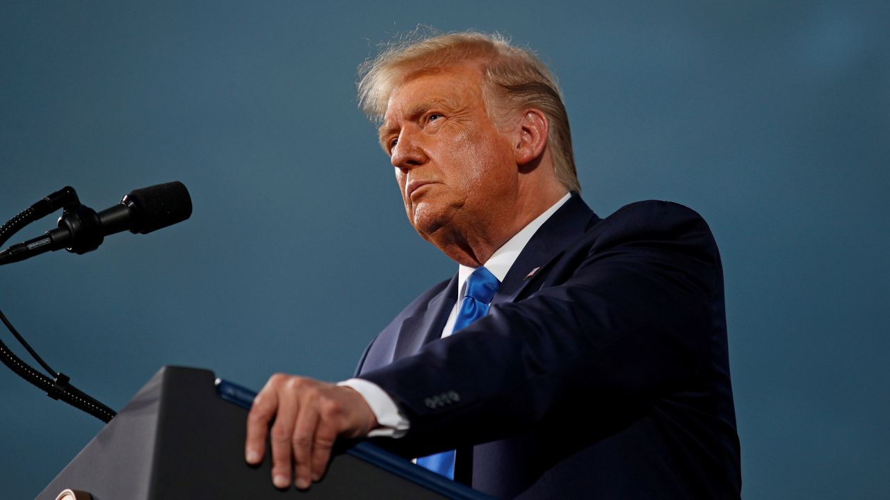 U.S. President Donald Trump speaks during a campaign rally at Cecil Airport in Jacksonville, Florida, U.S., September 24, 2020. REUTERS/Tom Brenner