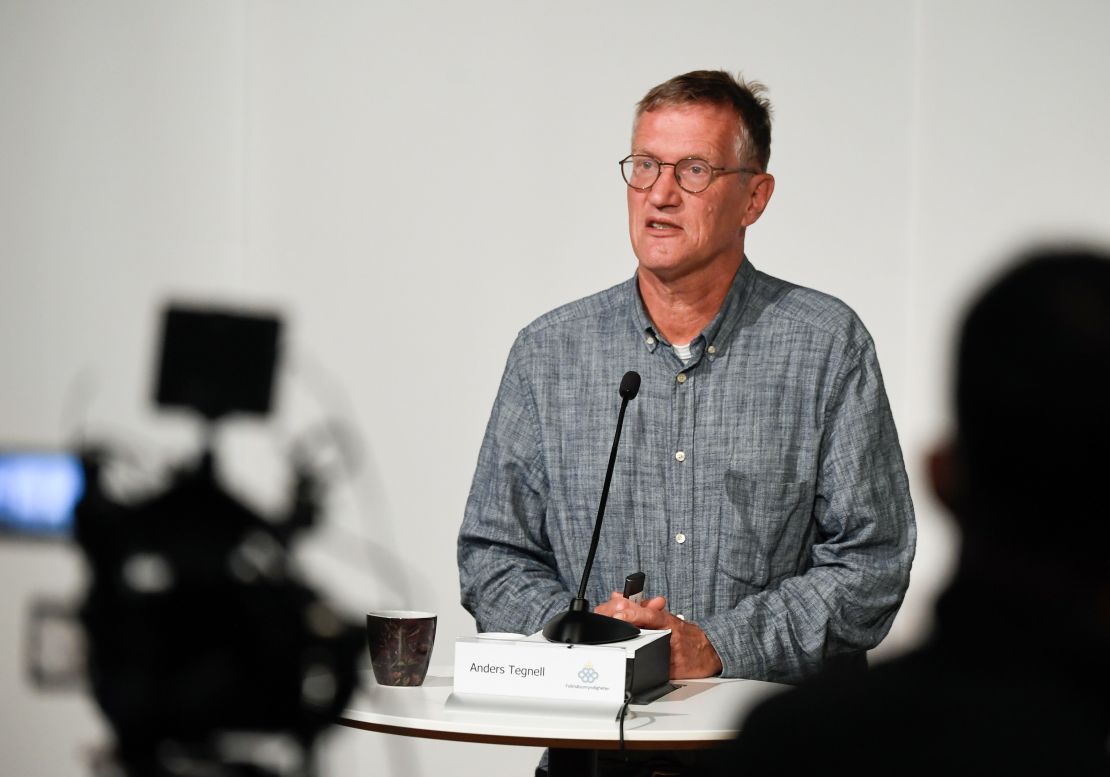 Swedish epidemiologist Anders Tegnell from the Public Health Agency of Sweden at a news conference in Stockholm on September 1.