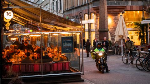People dining in Stockholm on March 27. Sweden kept restaurants open as much of Europe went into lockdown. 