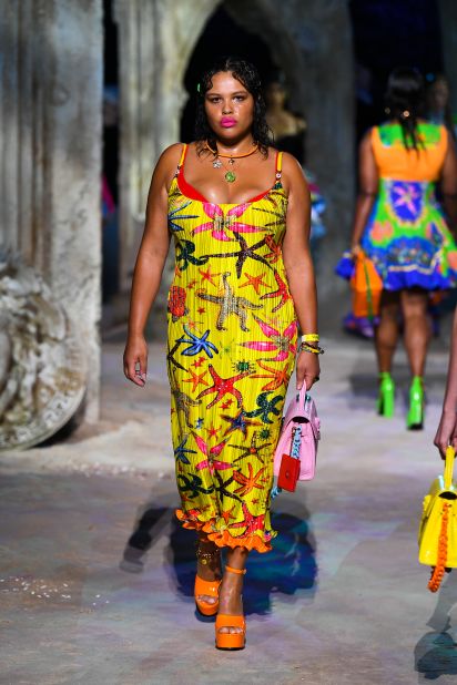 Versace opted for a gesture of pure escapism. Perhaps the most notable casting decision of Milan Fashion Week came when the brand sent three plus-size models -- namely Jill Kortleve, Precious Lee and Alva Claire -- down one of its runways for the first time in its history.