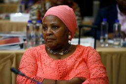 Nosiviwe Mapisa-Nqakula looks on during a cabinet meeting January 29, 2020, in Pretoria, South Africa.