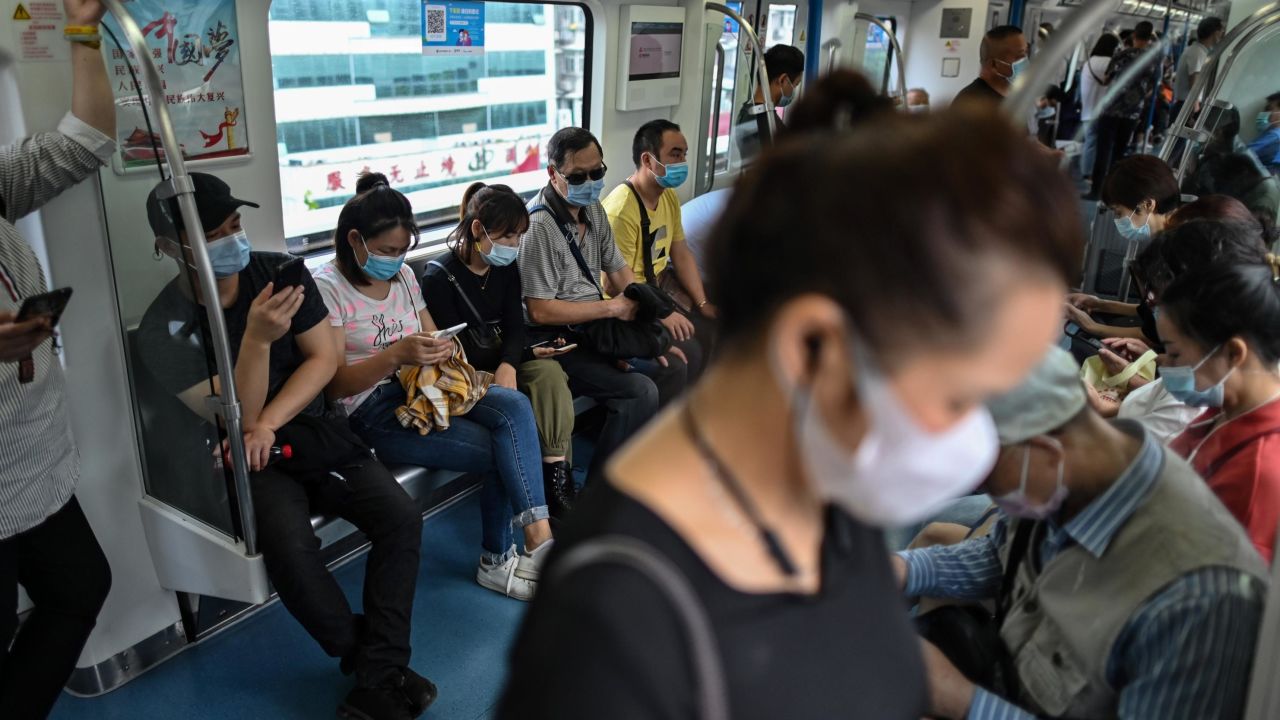 Passengers ride the subway in Wuhan, in China's central Hubei province on September 28, 2020. The city where cases of the coronavirus were first detected has largely returned to normal.