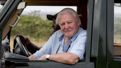 Sir David Attenborough pictured in Kenya while filming 'David Attenborough: A Life on Our Planet.' (Keith Scholey / Silverback Films)