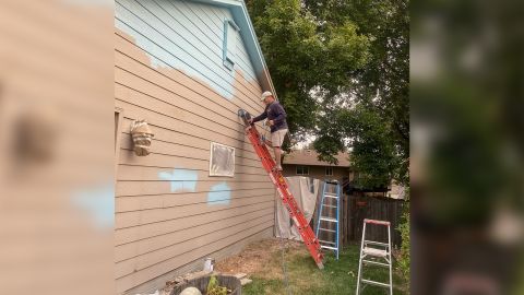The house was painted Saturday.