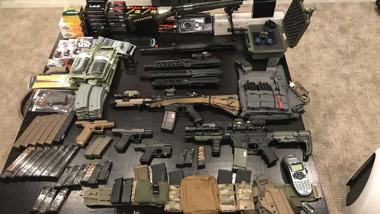 Police say they found these weapons and items in Hung's truck.