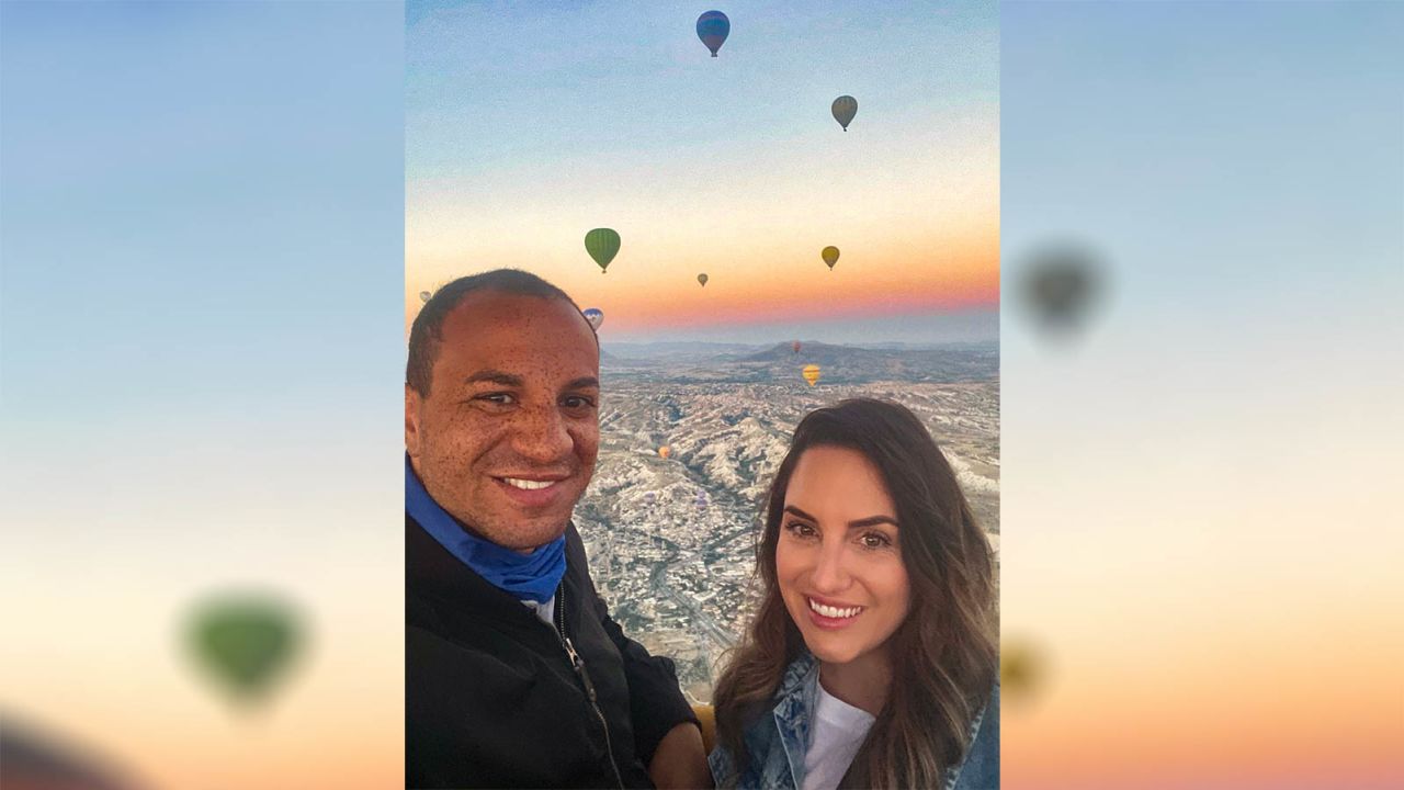 The pair took a hot air balloon ride in central Turkey.