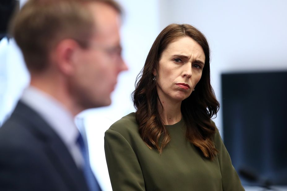 Jacinda Ardern listens as Director General of Health Dr Ashley Bloomfield speaks to media on September 21, 2020 in Auckland. Bloomfield and Ardern ran daily briefings during New Zealand's nationwide coronavirus lockdown. 