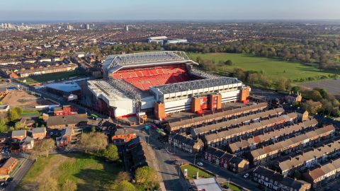 Anfield and Goodison Park (background) are separated by just 0.9 miles.
