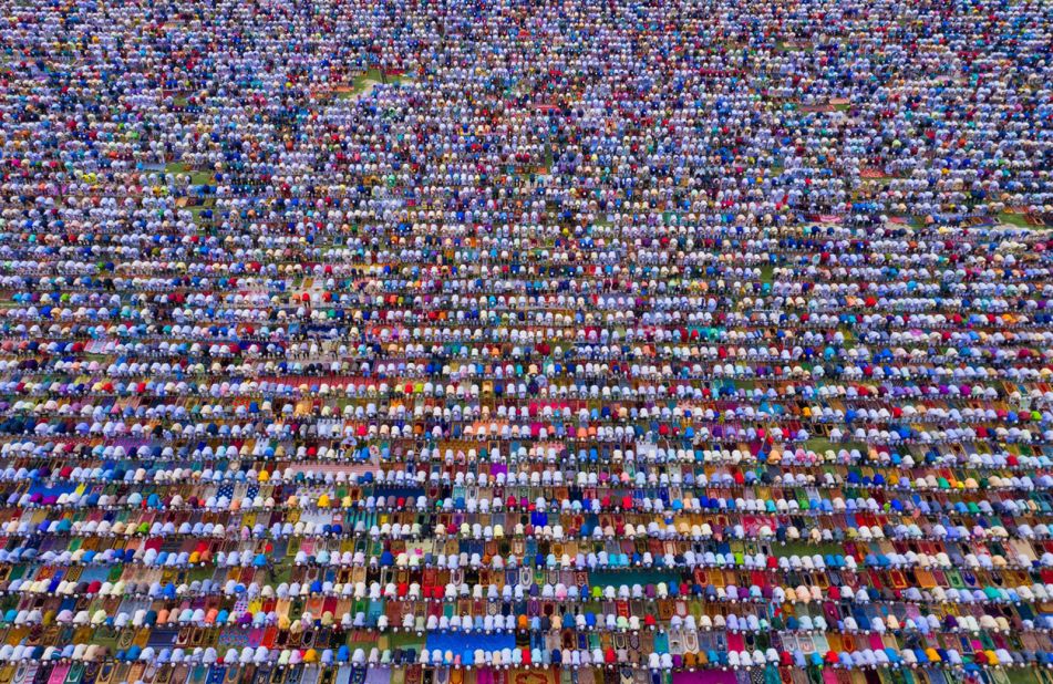 An image by Azim Khan Ronnie shows Eid prayers.