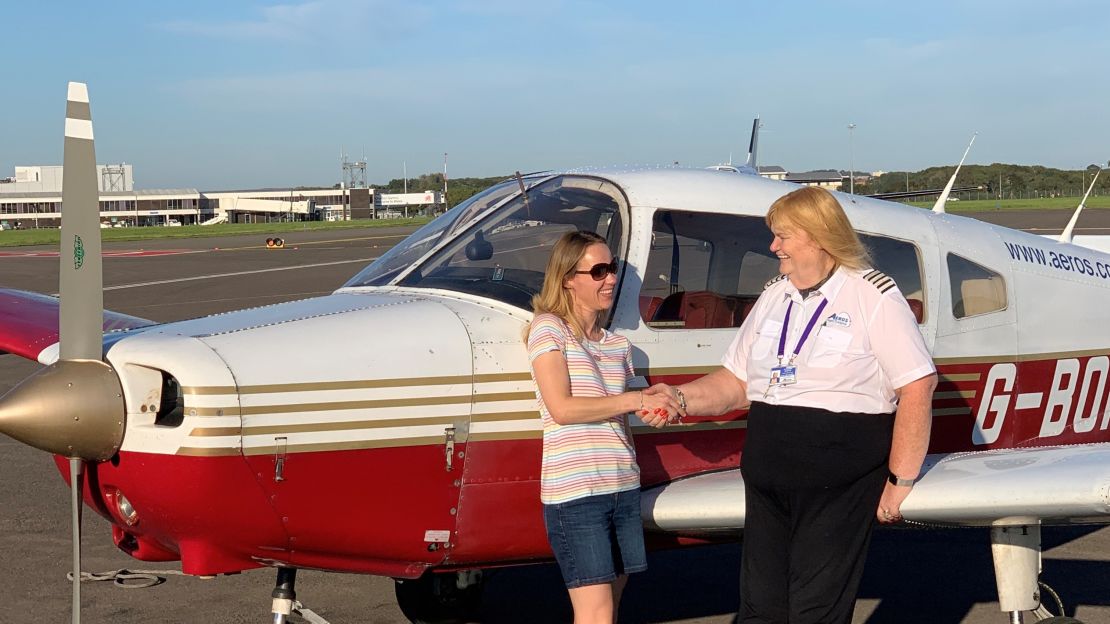 Cat Burton teaches young people to pilot planes at Aeros Flight Training in Cardiff, Wales.