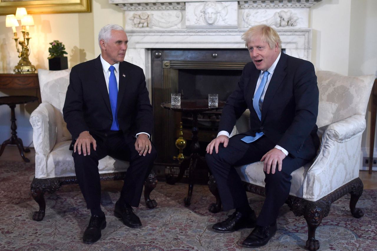 Pence meets with British Prime Minister Boris Johnson in London in September 2019.