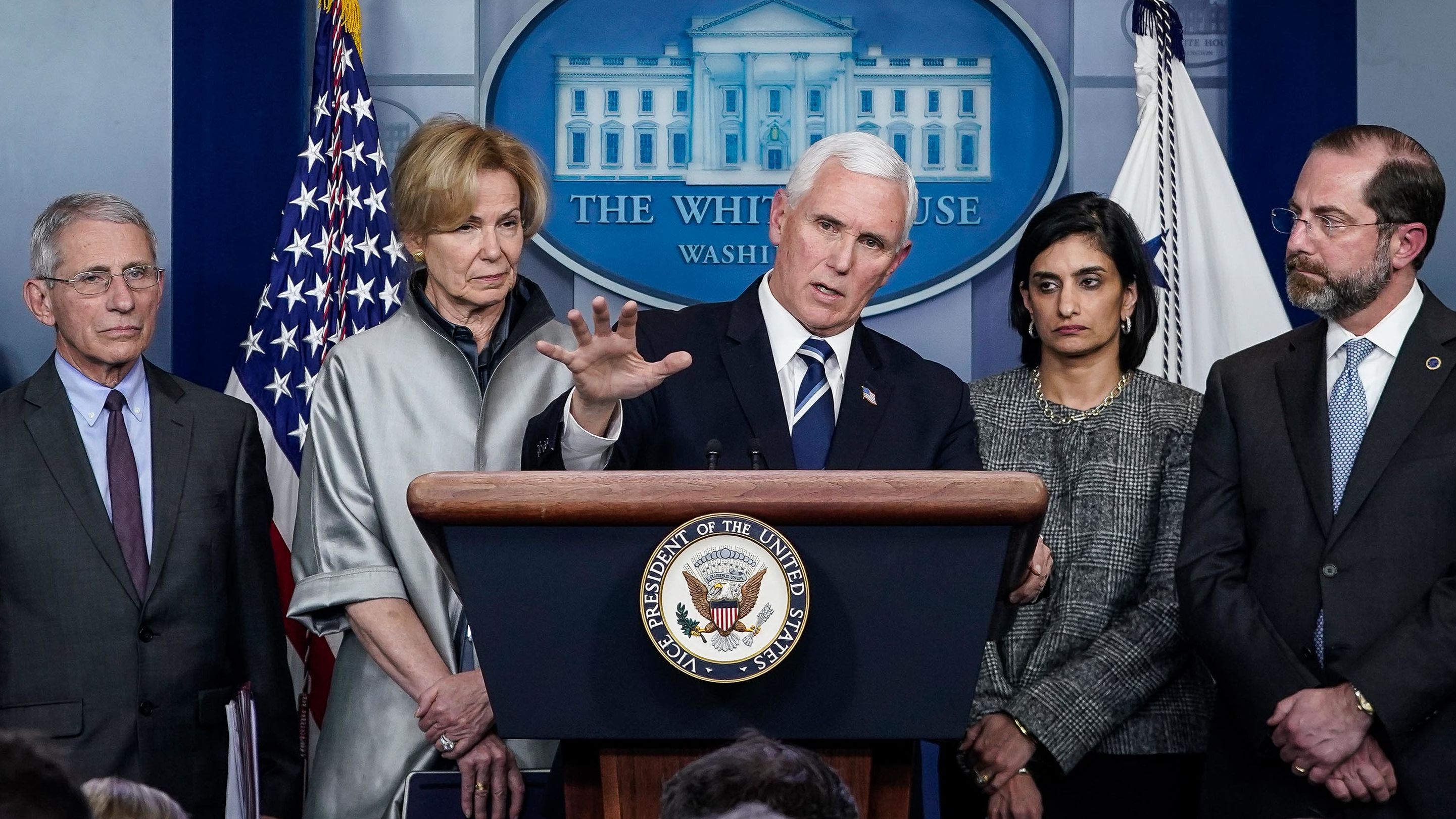 Pence speaks during a White House coronavirus briefing in March 2020. He was chosen by President Trump to lead the White House Coronavirus Task Force.