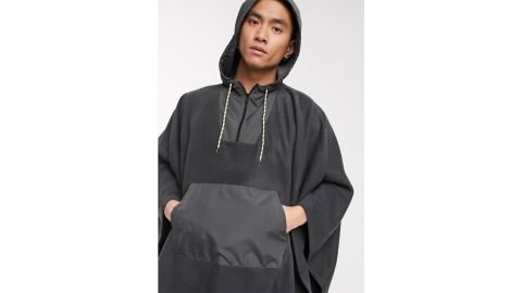 Asos Design Fleece Poncho With Nylon Designs