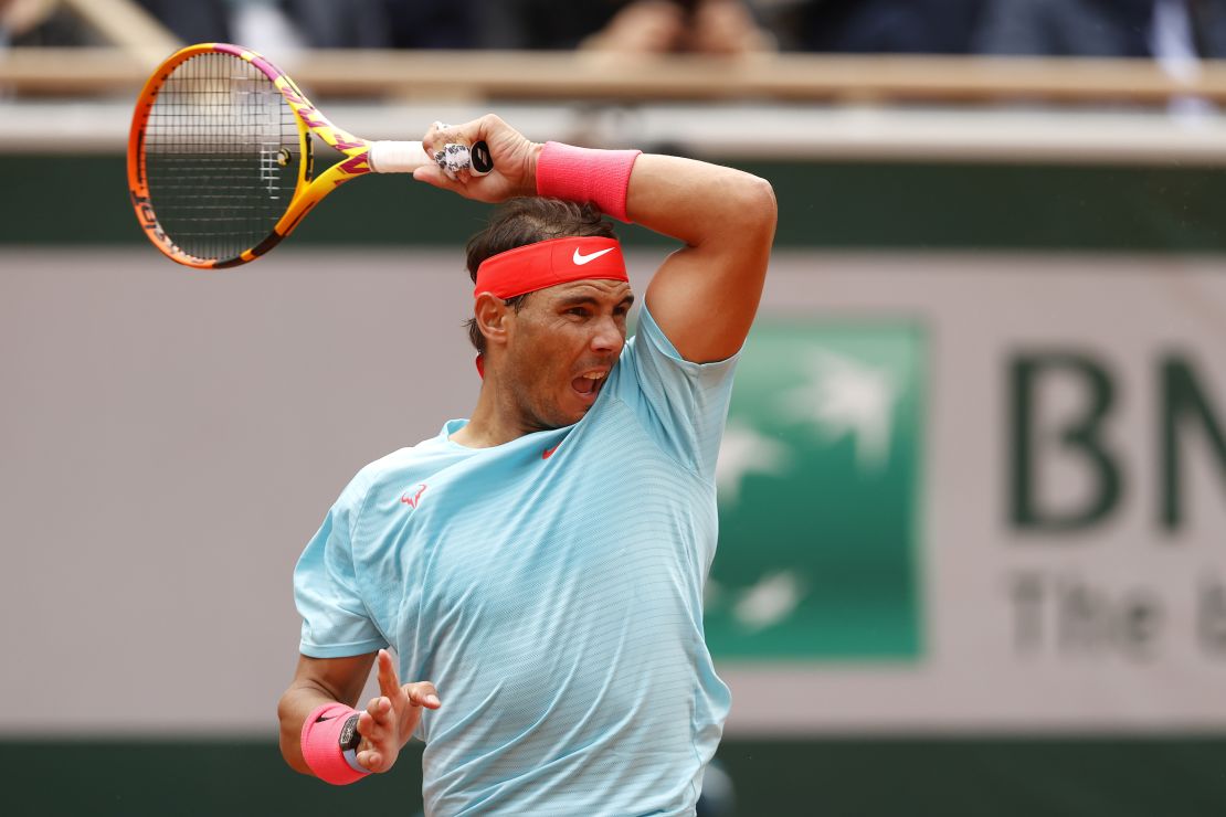 Nadal plays a forehand during his  match against McDonald.