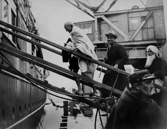 Gandhi leaves France en route to a conference in London in 1931.