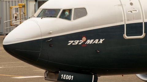 Steve Dickson, administrator of the Federal Aviation Administration, bringing a Boeing Co. 737 Max airplane to a stop after a test flight in Seattle.
