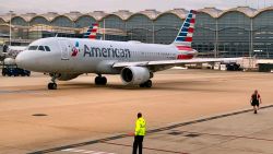 An American Airlines Airbus A320-214 taxis at Ronald Reagan National Airport in Arlington, Virginia, on September 17, 2020 (Photo by Daniel Slim/AFP/Getty Images)