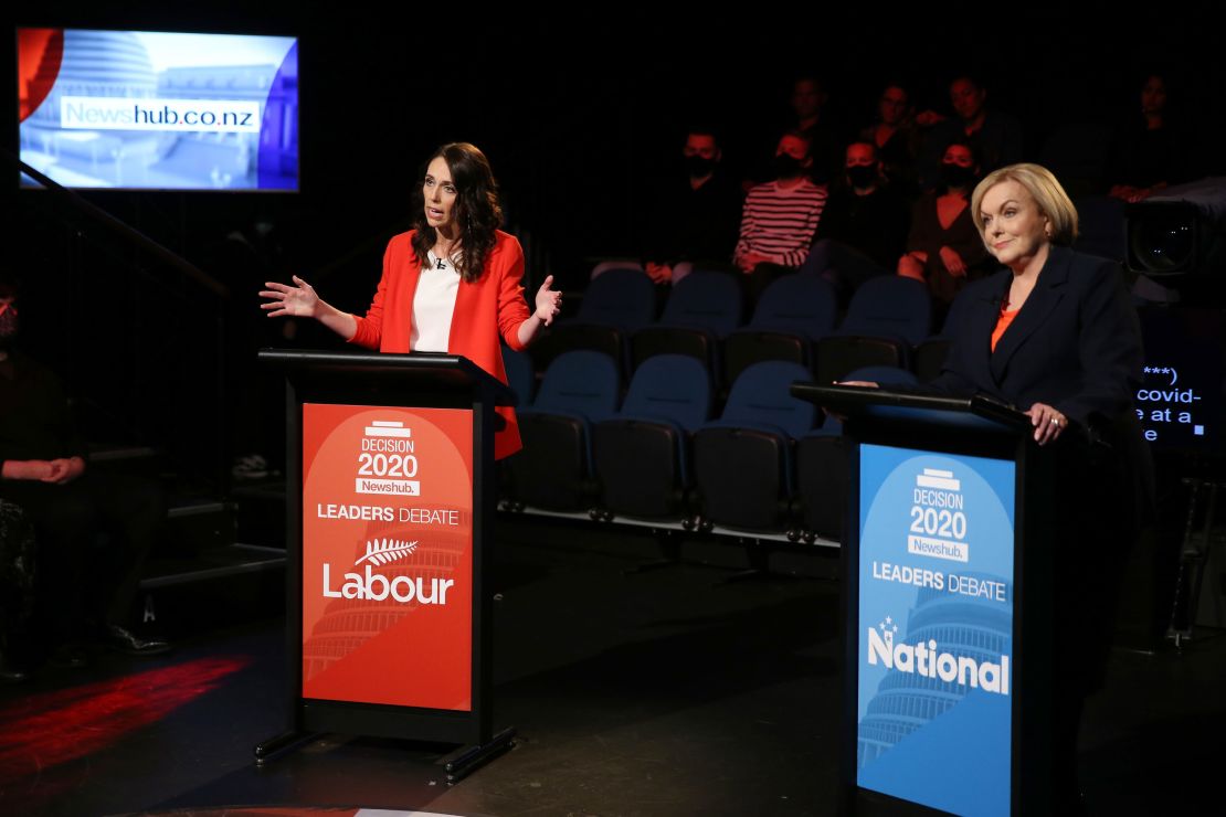 The leaders' debate featuring NZ Prime Minister Jacinda Ardern (left) and Leader of the National Party Judith Collins in Auckland on Wednesday, September 30.