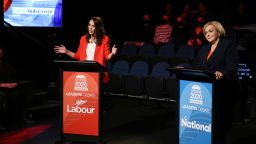 The Newshub Leaders' featuring Labour Party Jacinda Ardern (left) and Leader of the National Party Judith Collins in Auckland, Wednesday, September 30, 2020.(AAP Image/POOL, Newshub, Michael Bradley) NO ARCHIVINGNo Use Australia. No Use New Zealand.