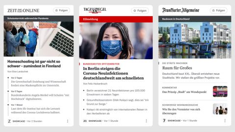 Screenshot of "story panels" on News Showcase