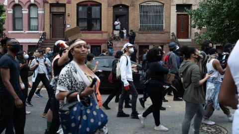 Demonstrators march in the South Bronx to protest the death of George Floyd on June 4, 2020.