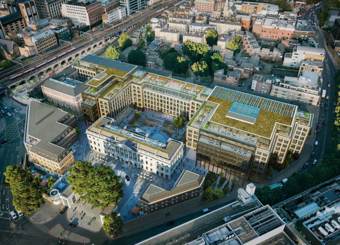 An illustration from real estate firm CBRE shows the layout of the new Chinese embassy at London's Royal Mint Court.