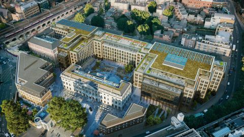 An illustration from real estate firm CBRE shows the layout of the new Chinese embassy at London's Royal Mint Court.