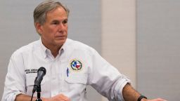 Texas Gov. Greg Abbott visits Lake Jackson, Texas on Tuesday, Sept. 29, 2020. A Houston-area official says it will take 60 days to ensure a city drinking water system is purged of a deadly, microscopic parasite that led to warnings over the weekend not to drink tap water. Lake Jackson City Manager Modesto Mundo said Monday that three of 11 samples of the city's water indicated preliminary positive results for the naegleria fowleri microbe. (Marie D. De Jesús/Houston Chronicle via AP)